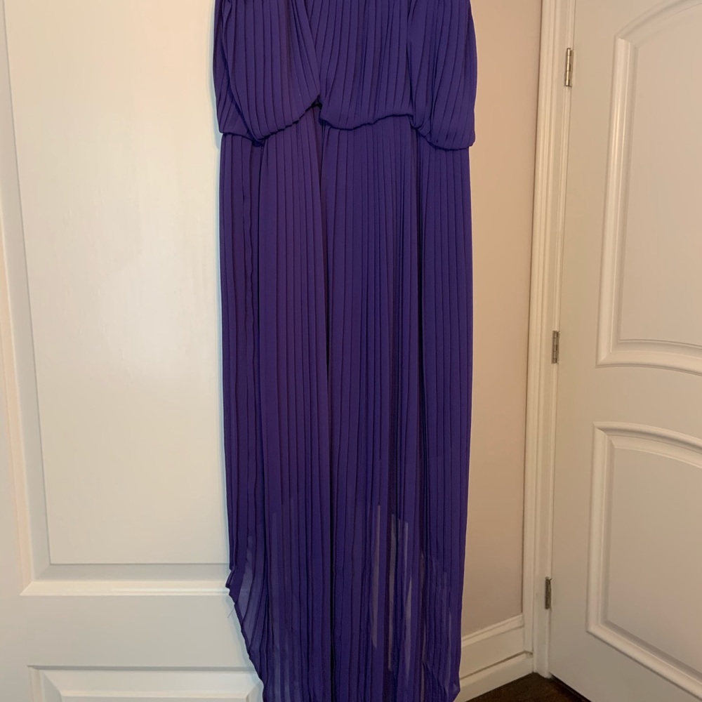 Bcbgeneration Purple Pleated Strapless Dress Xs - image 2